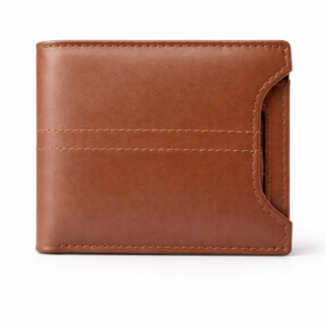 men's bifold tan brown leather wallet