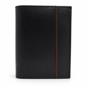 men's bifold black leather wallet with coin pocket