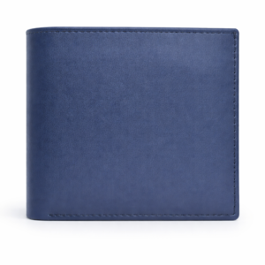 men's bifold navy blue leather wallet with coin pocket